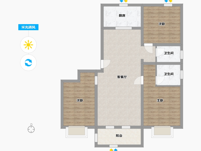 河北省-石家庄市-昌泰·玖筑翰府-93.20-户型库-采光通风