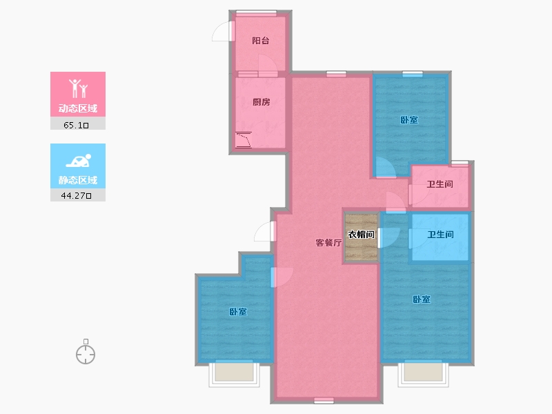 内蒙古自治区-包头市-瀚星御府-99.52-户型库-动静分区