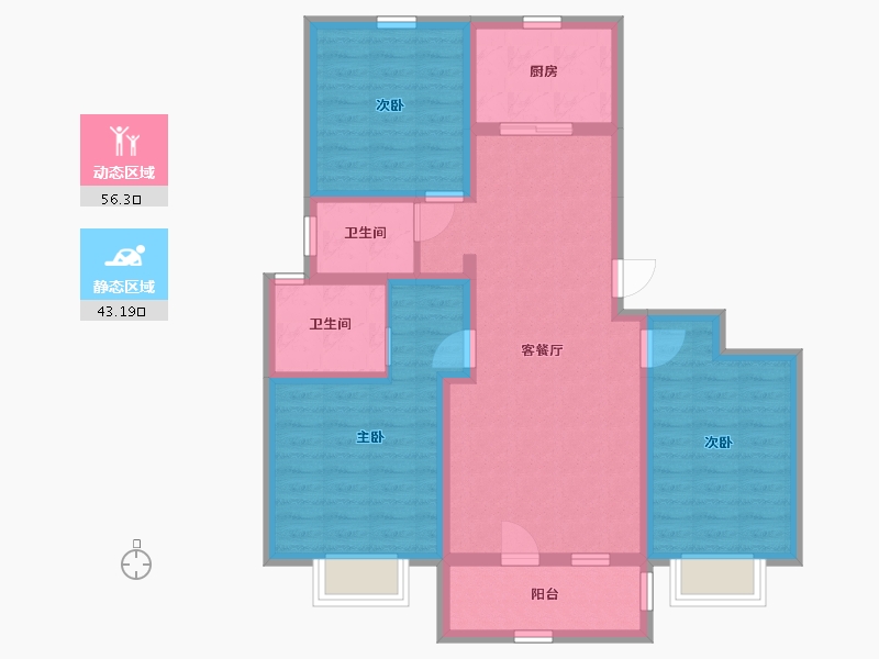 河北省-石家庄市-昌泰·玖筑翰府-87.71-户型库-动静分区