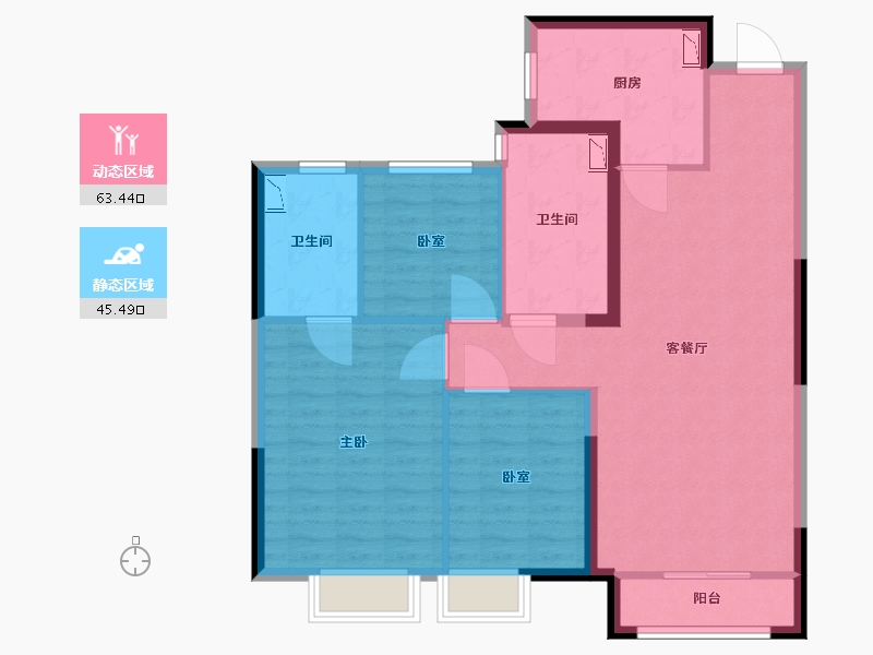 内蒙古自治区-呼和浩特市-呼和浩特恒大悦府-98.00-户型库-动静分区