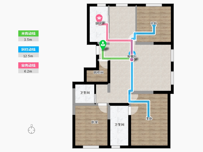 内蒙古自治区-包头市-阳光上城·玫瑰谷-93.16-户型库-动静线