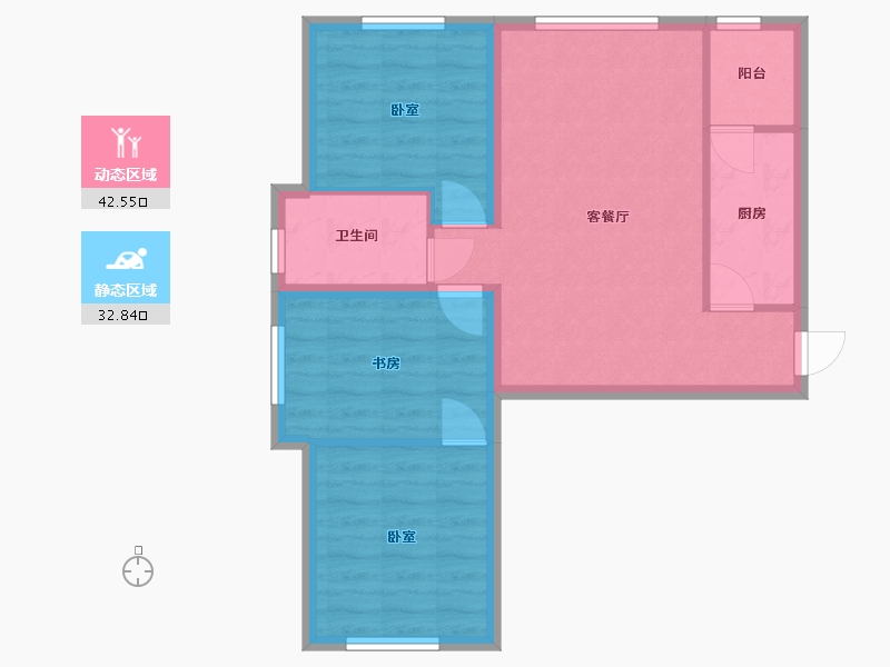 内蒙古自治区-包头市-海德·星河城-67.39-户型库-动静分区