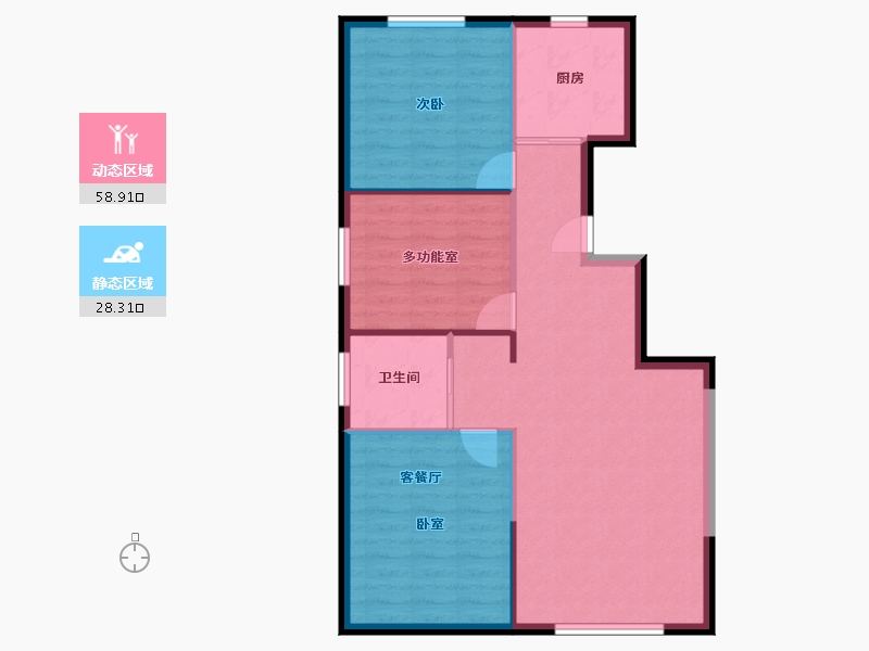 内蒙古自治区-包头市-阳光上城·玫瑰谷-79.91-户型库-动静分区