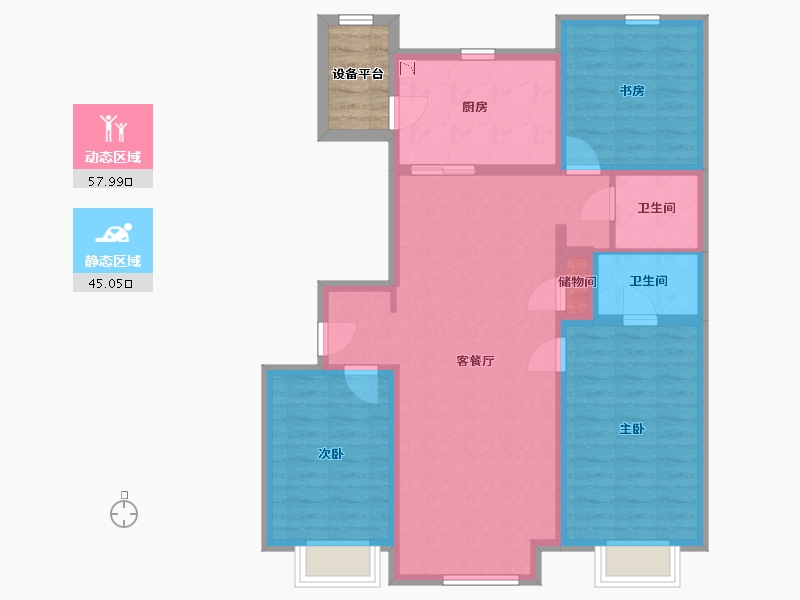 内蒙古自治区-包头市-万科城-95.52-户型库-动静分区