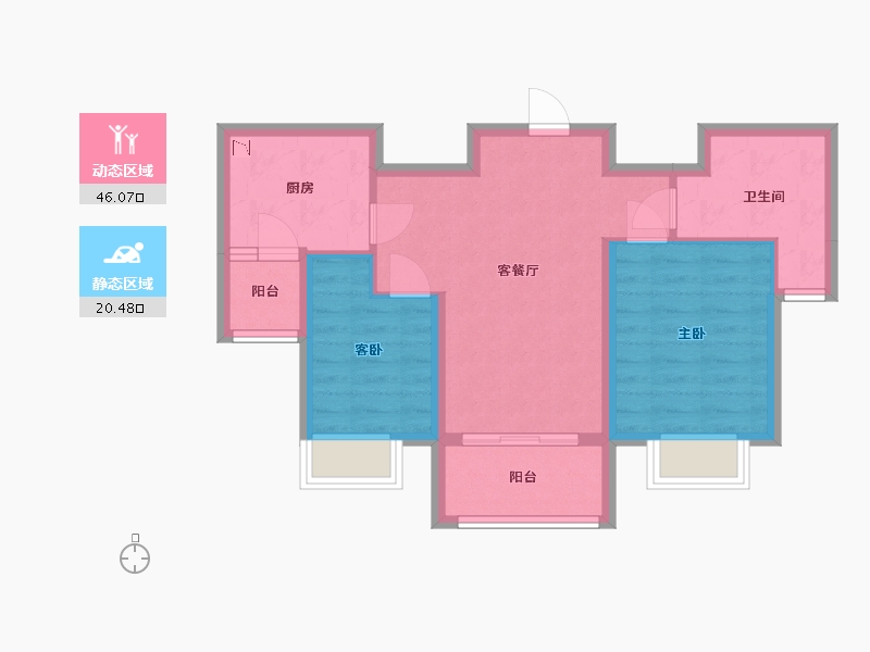 内蒙古自治区-包头市-恒大名都-58.60-户型库-动静分区