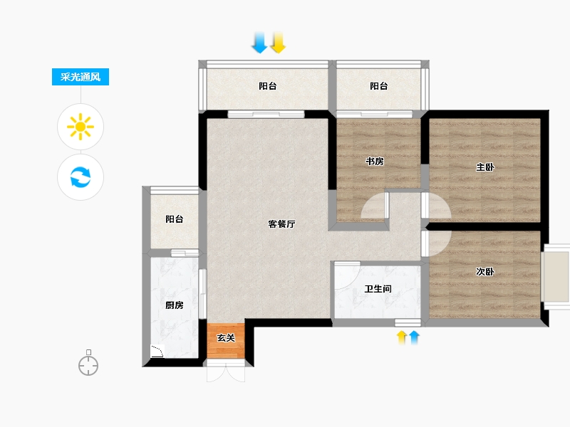 云南省-昆明市-融城优郡-75.20-户型库-采光通风