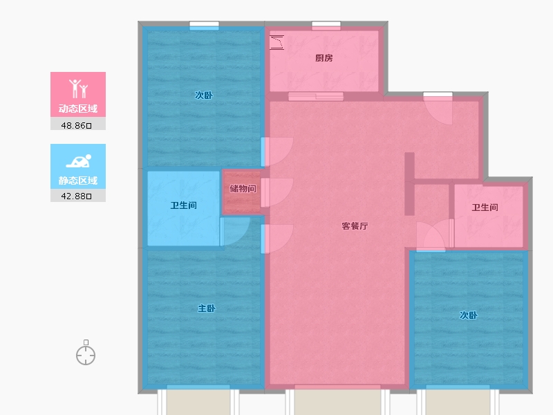 内蒙古自治区-包头市-万科城-82.18-户型库-动静分区