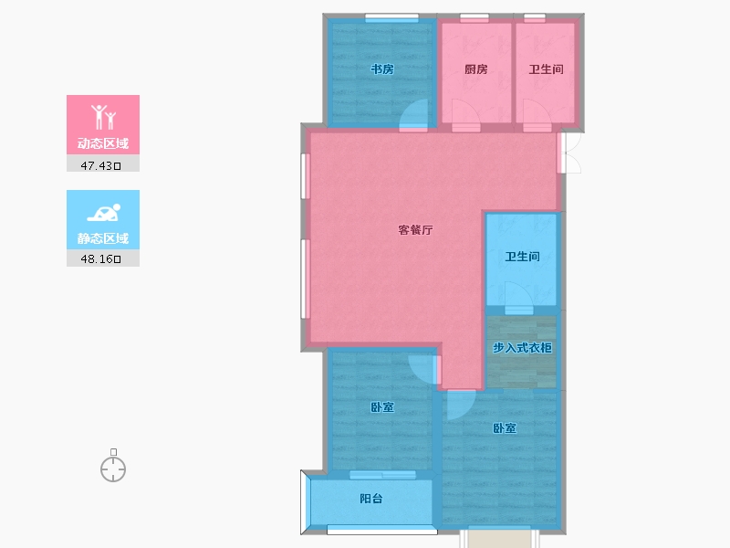 河北省-邢台市-永康万国城-85.56-户型库-动静分区