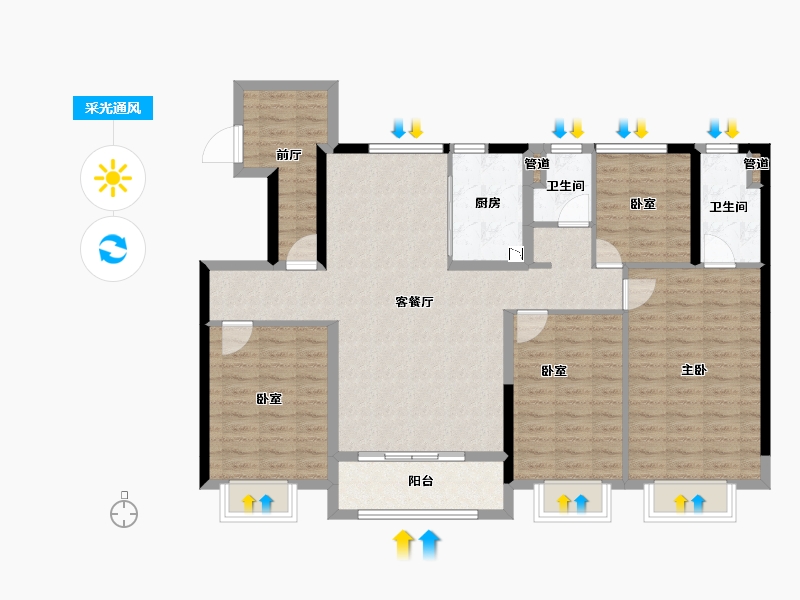 山西省-临汾市-曲沃碧桂园-113.38-户型库-采光通风