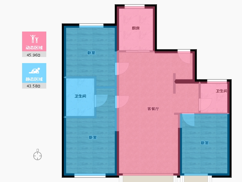 内蒙古自治区-赤峰市-恒基科海明珠碧玺-80.32-户型库-动静分区