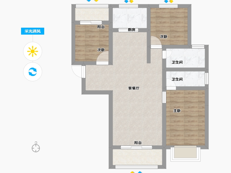 山西省-临汾市-学府名苑-68.00-户型库-采光通风