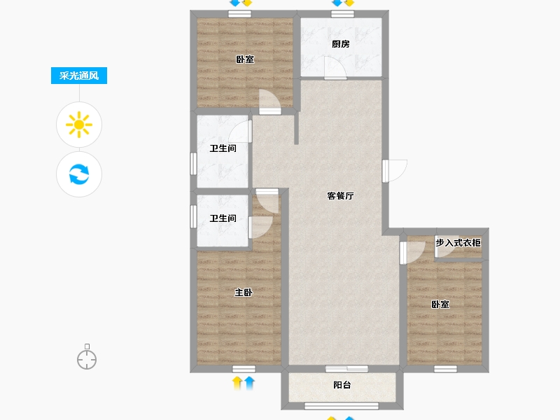 内蒙古自治区-包头市-青山枫景-93.58-户型库-采光通风