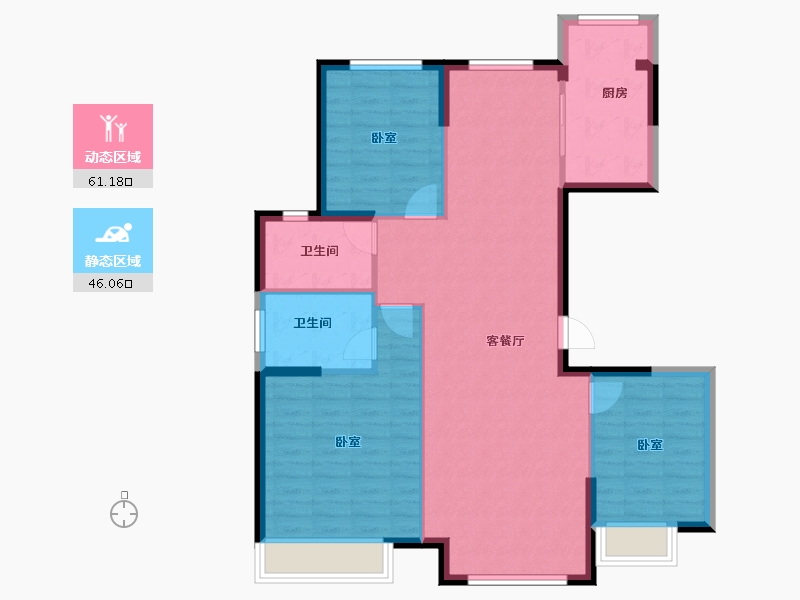 内蒙古自治区-包头市-中冶世家-97.58-户型库-动静分区