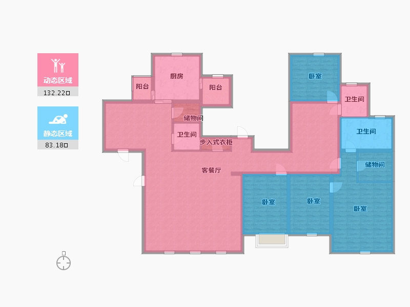 内蒙古自治区-包头市-滨河风景-195.09-户型库-动静分区