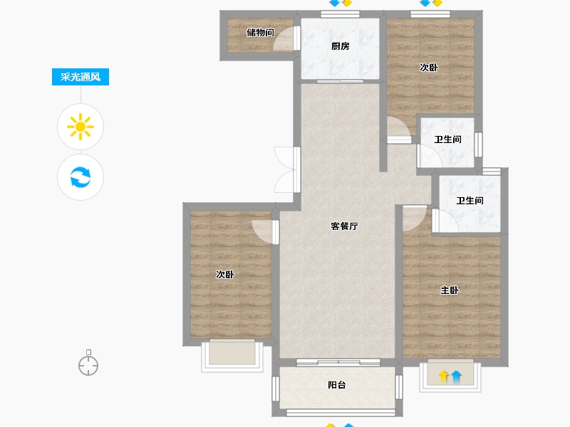 山西省-临汾市-宏锦·城市之家-86.71-户型库-采光通风