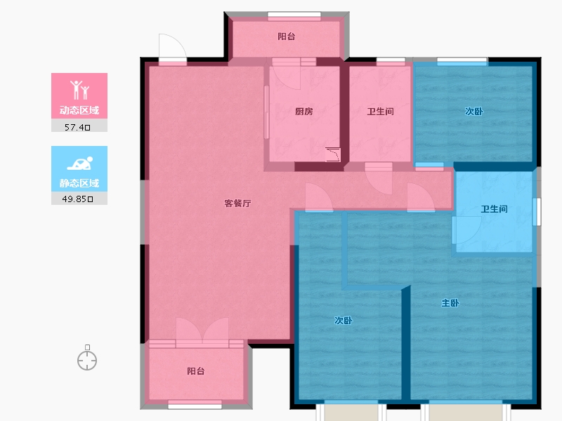 河北省-廊坊市-恒大天筑-95.47-户型库-动静分区