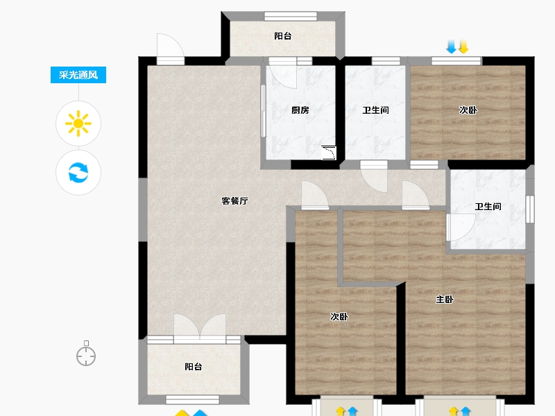 河北省-廊坊市-恒大天筑-95.47-户型库-采光通风