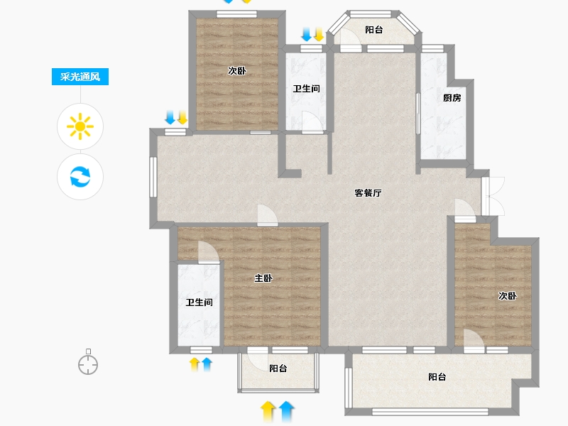 河北省-廊坊市-锦绣御府-113.60-户型库-采光通风