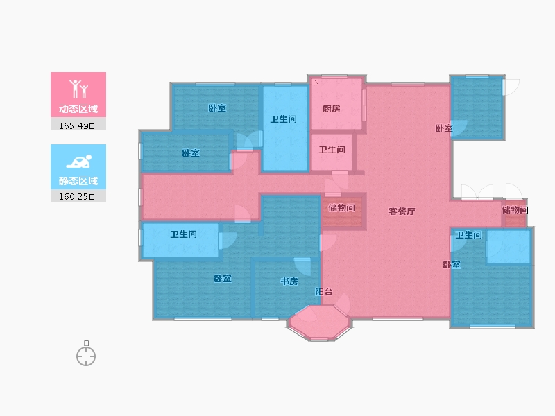 内蒙古自治区-呼和浩特市-观山悦-296.00-户型库-动静分区