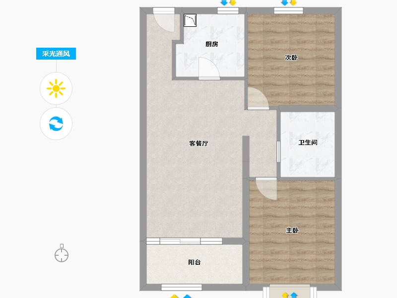 河北省-廊坊市-苏宁雲著御澜湾-65.50-户型库-采光通风