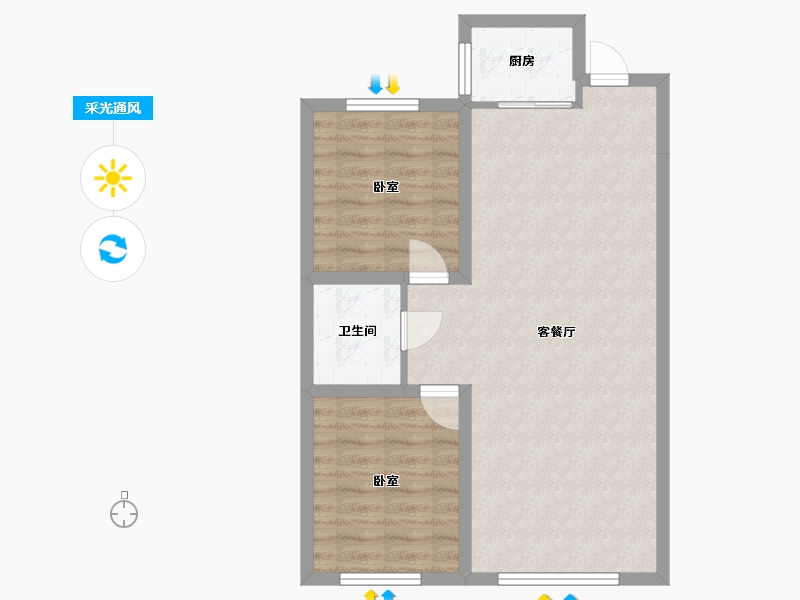 内蒙古自治区-包头市-方兴·山屿湖-66.63-户型库-采光通风