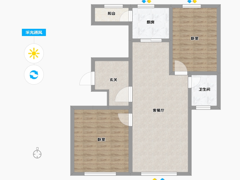 山西省-临汾市-华翔·晋秀豪庭-84.67-户型库-采光通风