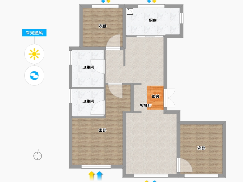 河北省-唐山市-融创津宸壹号-94.00-户型库-采光通风