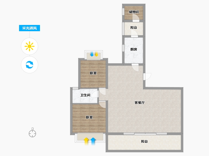 四川省-成都市-恒大中央广场二期雲門-101.46-户型库-采光通风