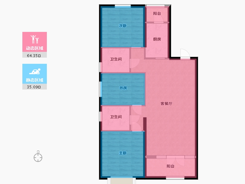 河北省-廊坊市-苏宁雲著御澜湾-89.68-户型库-动静分区