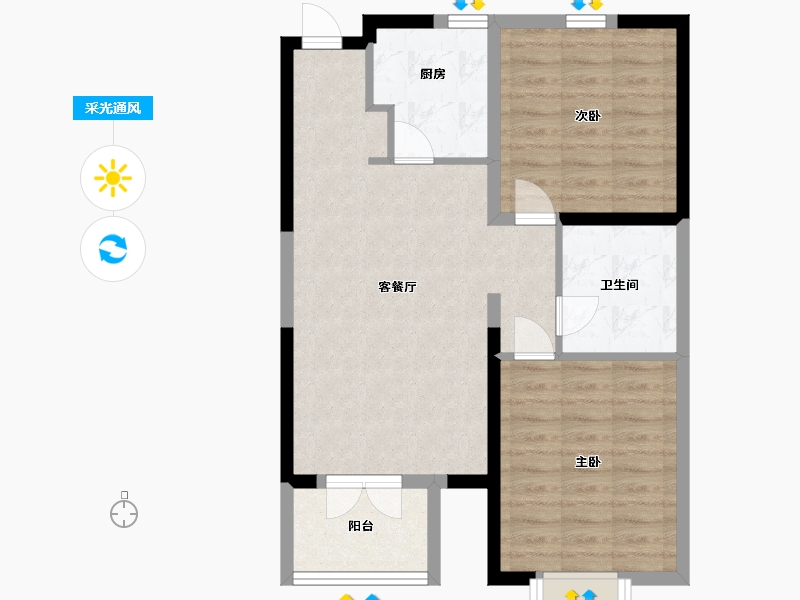 河北省-廊坊市-恒大天筑-68.80-户型库-采光通风