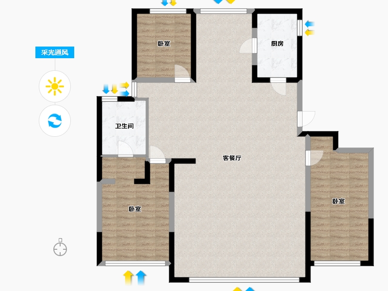 内蒙古自治区-呼和浩特市-融创瀚海壹號-132.00-户型库-采光通风