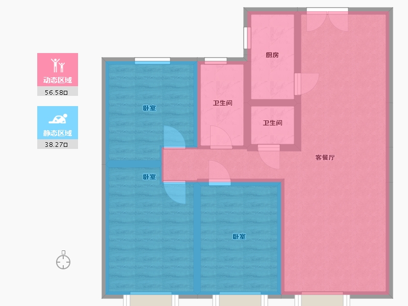 内蒙古自治区-包头市-名仕花园-84.20-户型库-动静分区