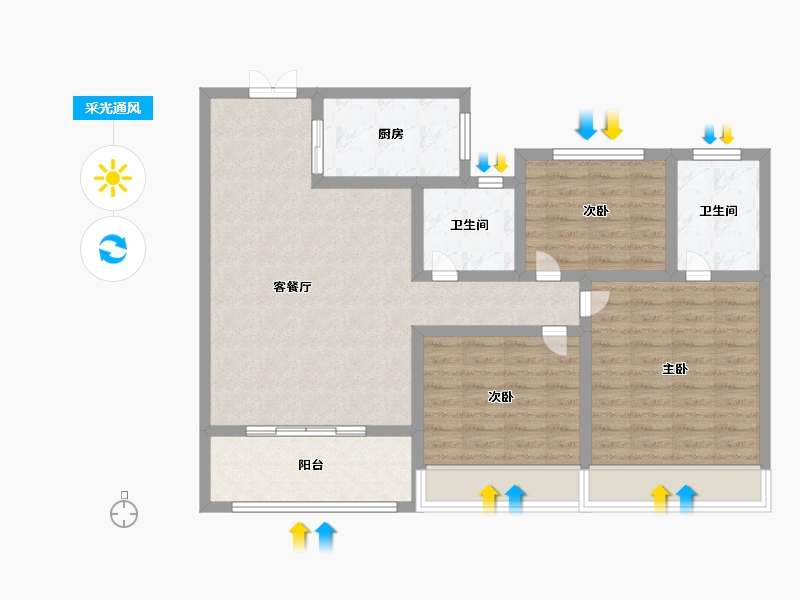 山西省-临汾市-功臣御苑-92.00-户型库-采光通风