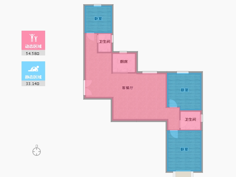 内蒙古自治区-呼和浩特市-天福·九熙府-78.93-户型库-动静分区