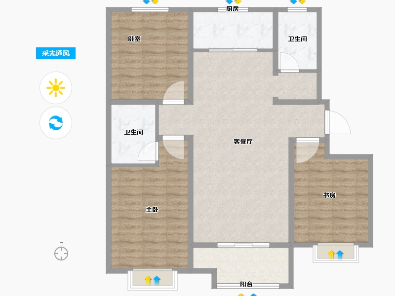 河北省-石家庄市-城南尚府-92.20-户型库-采光通风