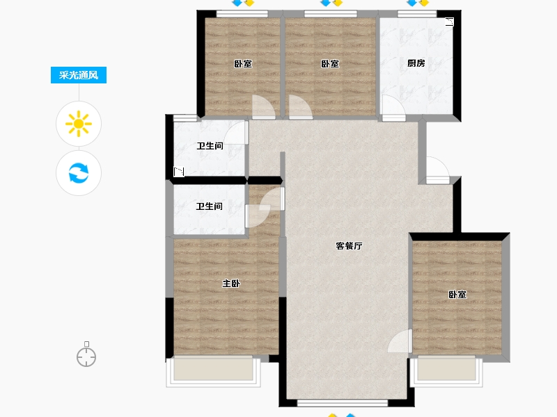 内蒙古自治区-呼和浩特市-呼和浩特恒大悦府-108.25-户型库-采光通风