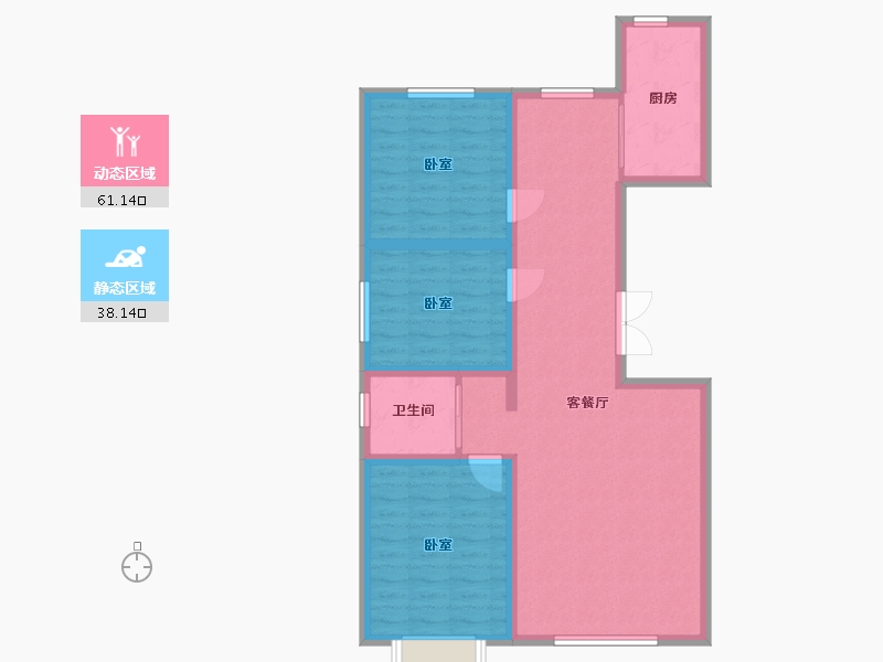 内蒙古自治区-包头市-名仕花园-89.10-户型库-动静分区