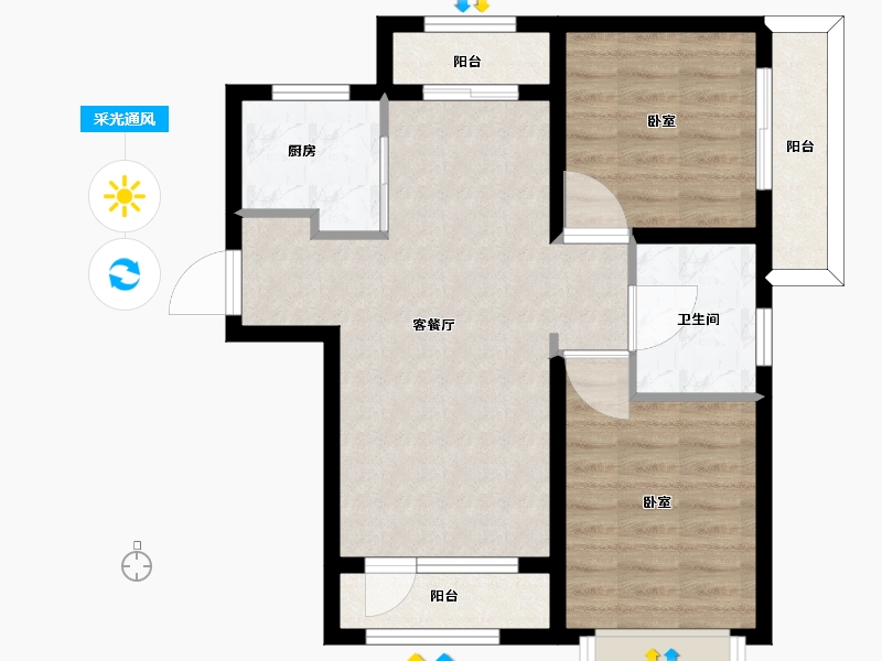 河北省-保定市-印象城滨江悦-65.00-户型库-采光通风