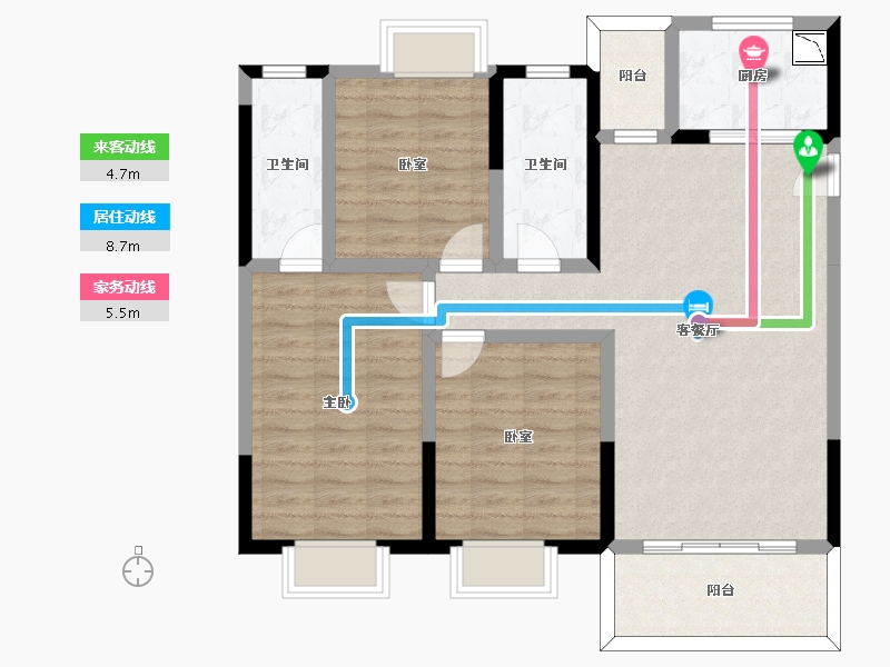 四川省-成都市-嘉裕第六洲悠泊屿二期-94.75-户型库-动静线