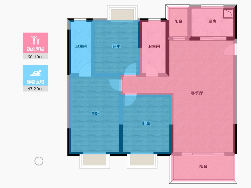 四川省-成都市-嘉裕第六洲悠泊屿二期-94.75-户型库-动静分区