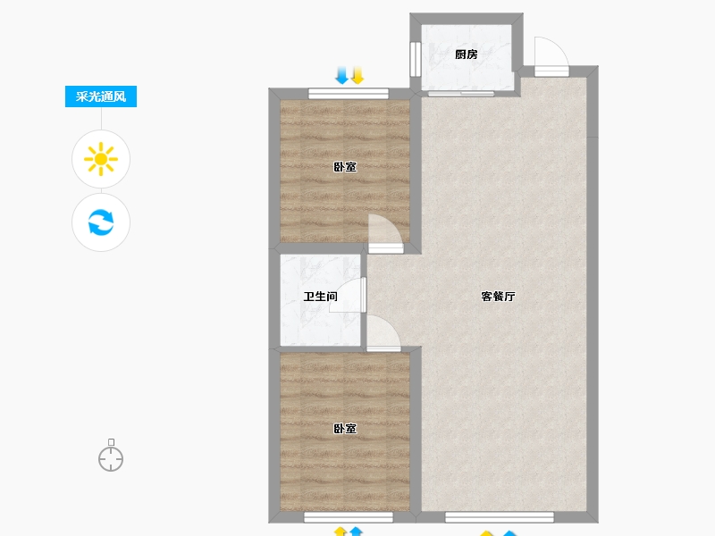 内蒙古自治区-包头市-方兴·山屿湖-66.90-户型库-采光通风