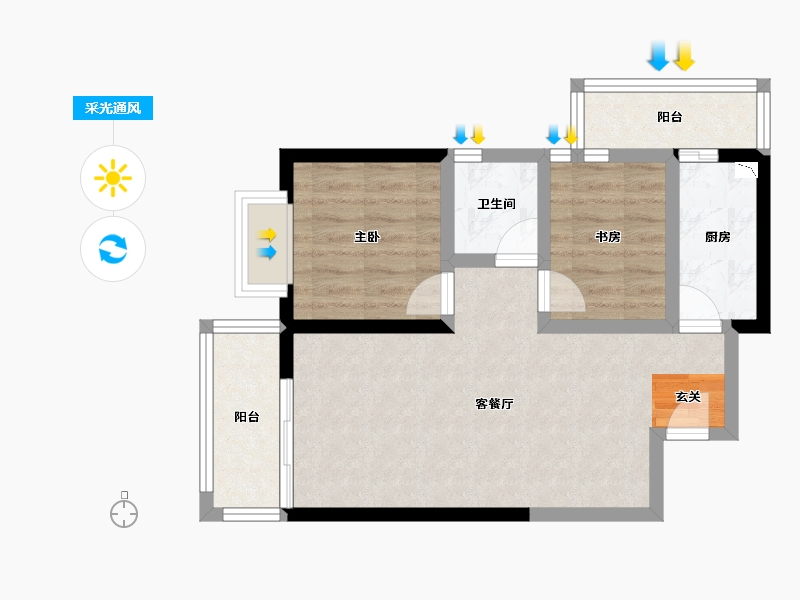 云南省-昆明市-融城优郡-56.81-户型库-采光通风