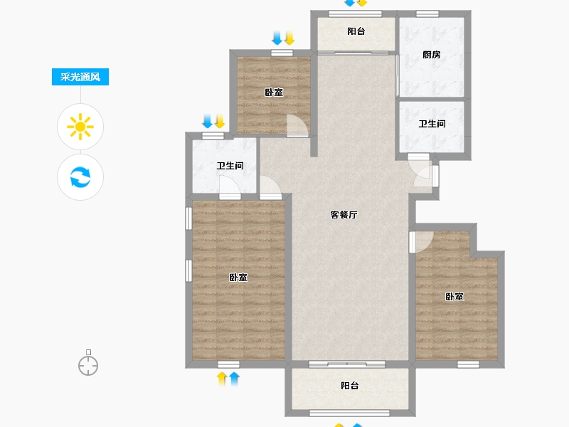 内蒙古自治区-包头市-滨河风景-113.29-户型库-采光通风