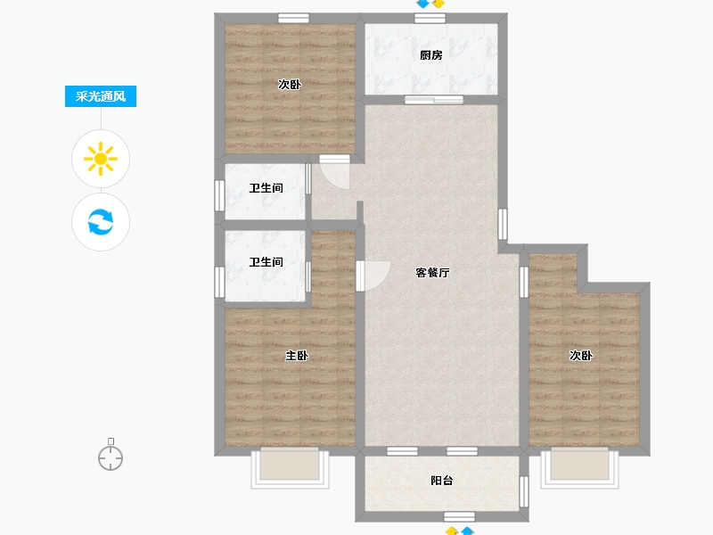 河北省-石家庄市-昌泰·玖筑翰府-93.24-户型库-采光通风