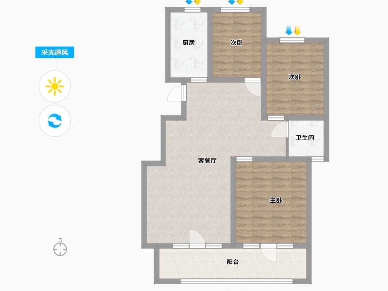 河北省-廊坊市-荣盛永清花语城西区-92.20-户型库-采光通风