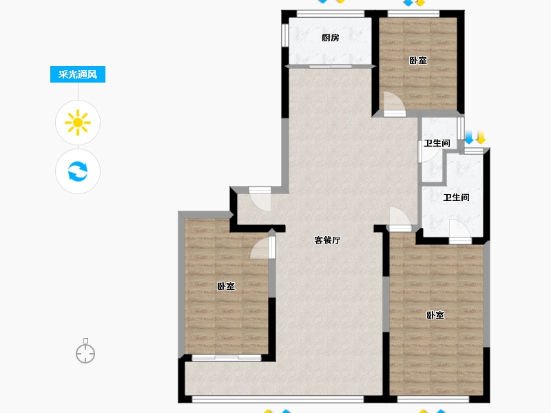 内蒙古自治区-呼和浩特市-融创瀚海壹號-108.00-户型库-采光通风