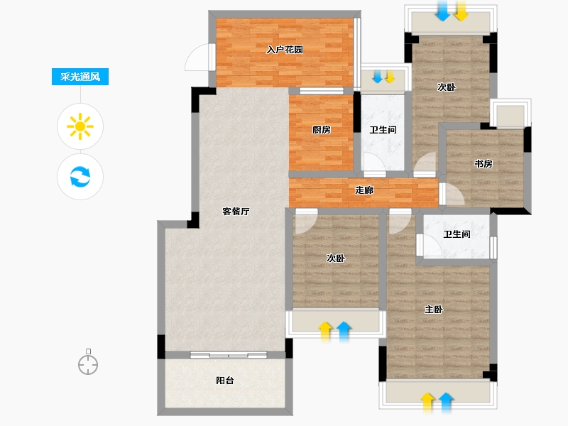 贵州省-安顺市-虹湖天域-119.06-户型库-采光通风