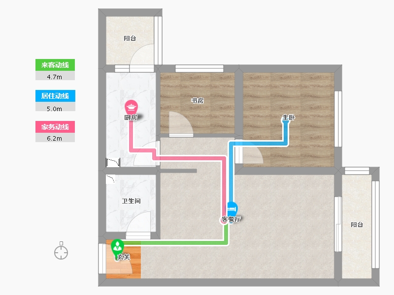 云南省-昆明市-第三城紫香园-52.53-户型库-动静线