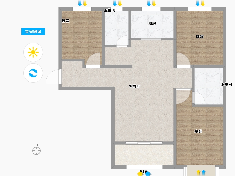 河北省-石家庄市-城南尚府-84.22-户型库-采光通风