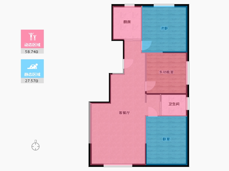 内蒙古自治区-包头市-阳光上城·玫瑰谷-79.54-户型库-动静分区